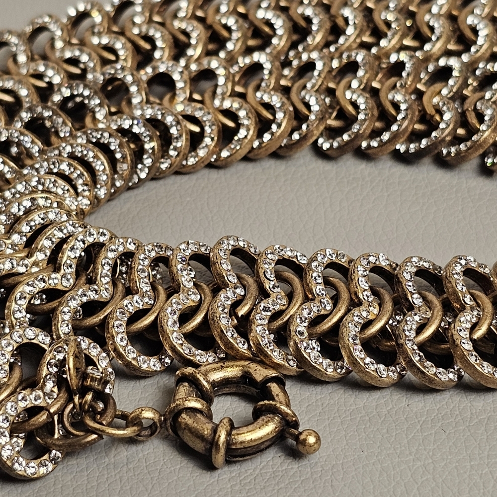 [J. Crew] Vintage Gold Rhinestone Studded Statment Collar Necklace - Picture 13 of 16